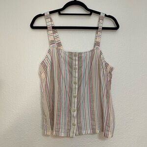 Madewell Rainbow Striped Button-Front Tank Top Retro 70’s vibes